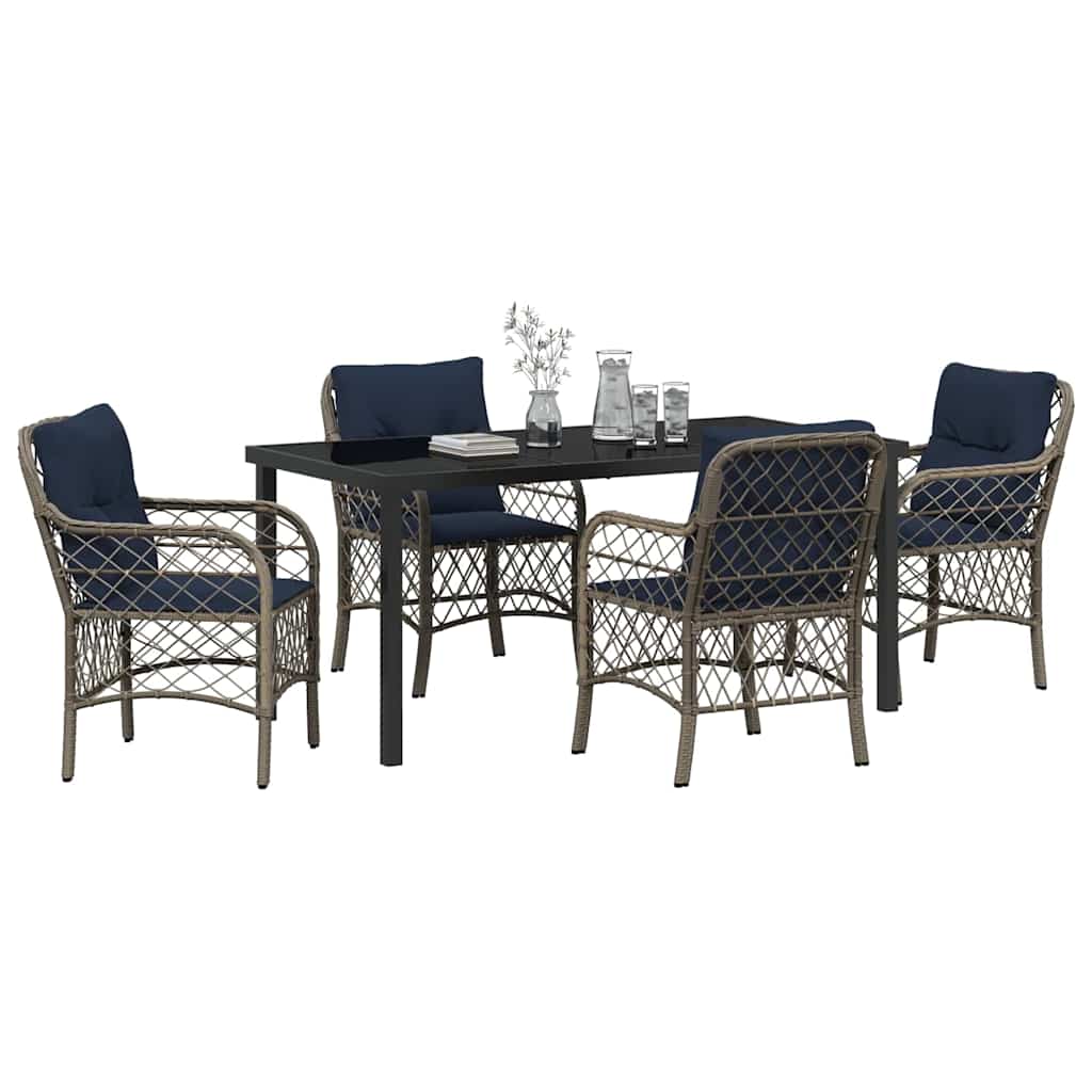 Ensemble de salle à manger pour jardin 5 pcs Gris et Noir Rotin - XIOS