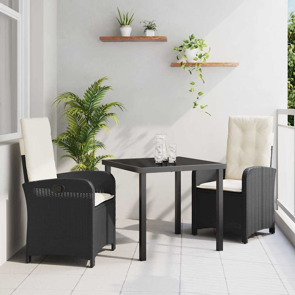 Ensemble de salle à manger pour jardin 3 pcs Noir polyrotin - XIOS