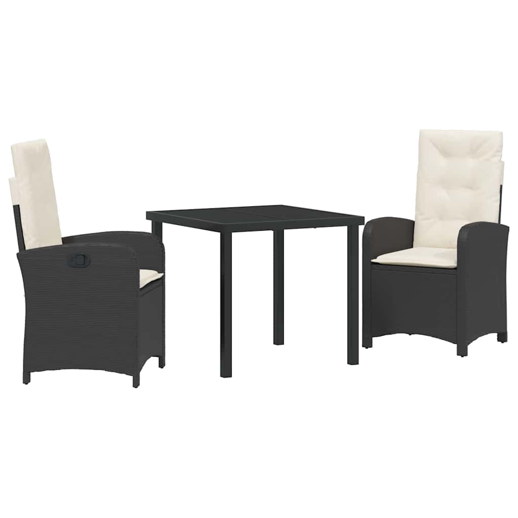 Ensemble de salle à manger pour jardin 3 pcs Noir polyrotin - XIOS