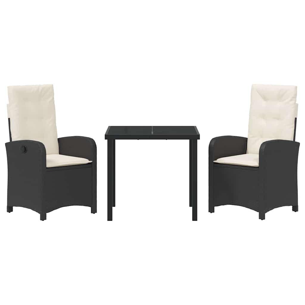 Ensemble de salle à manger pour jardin 3 pcs Noir polyrotin - XIOS