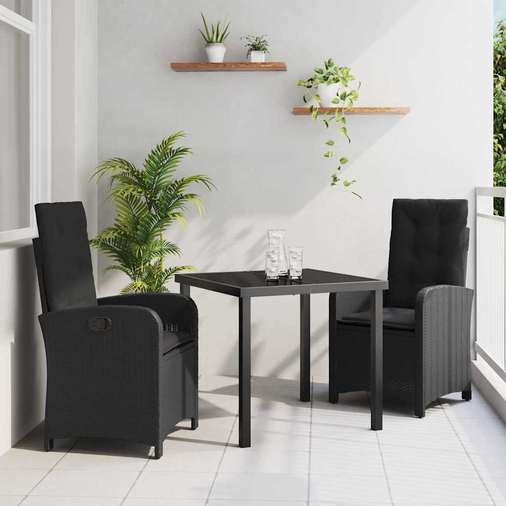 Ensemble de salle à manger pour jardin 3 pcs Noir polyrotin - XIOS