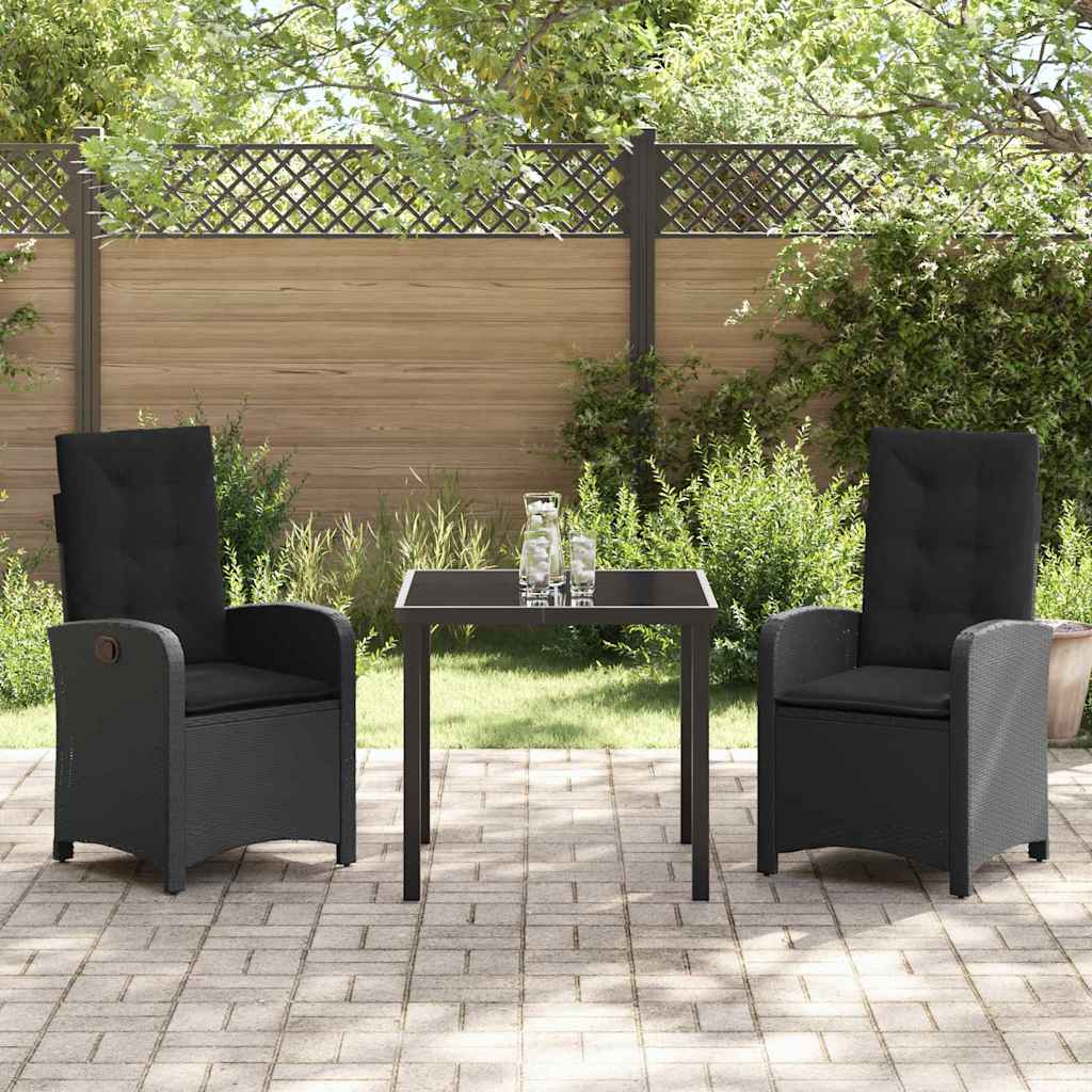 Ensemble de salle à manger pour jardin 3 pcs Noir polyrotin - XIOS