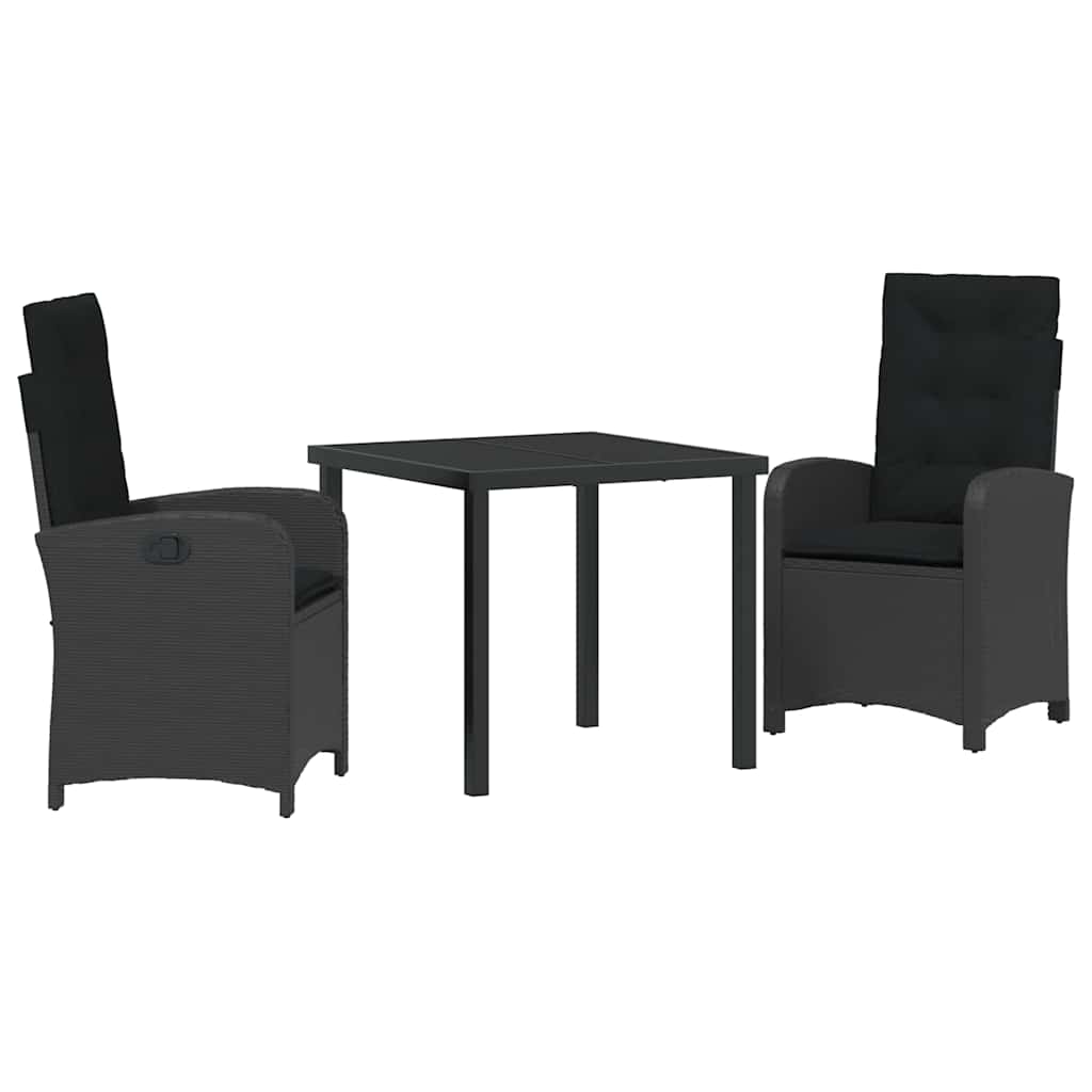 Ensemble de salle à manger pour jardin 3 pcs Noir polyrotin - XIOS
