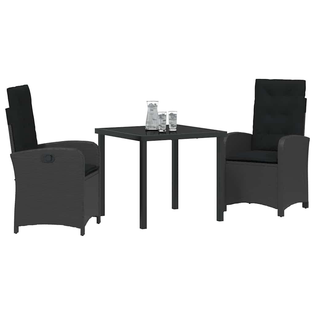 Ensemble de salle à manger pour jardin 3 pcs Noir polyrotin - XIOS
