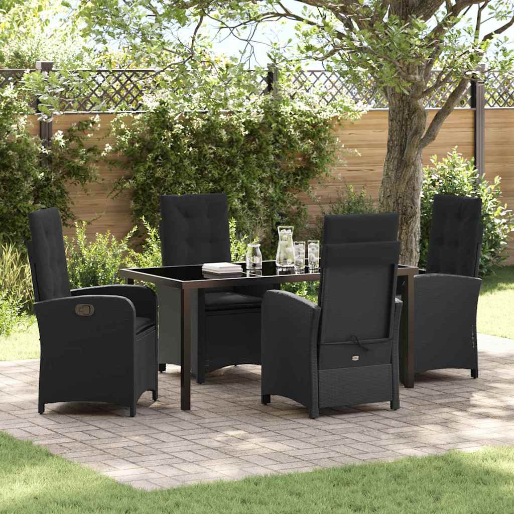 Ensemble de salle à manger pour jardin 5 pcs Noir polyrotin - XIOS