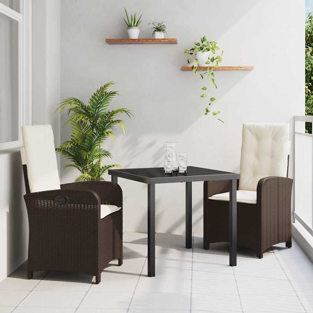 Ensemble de salle à manger pour jardin 3 pcs Marron polyrotin - XIOS
