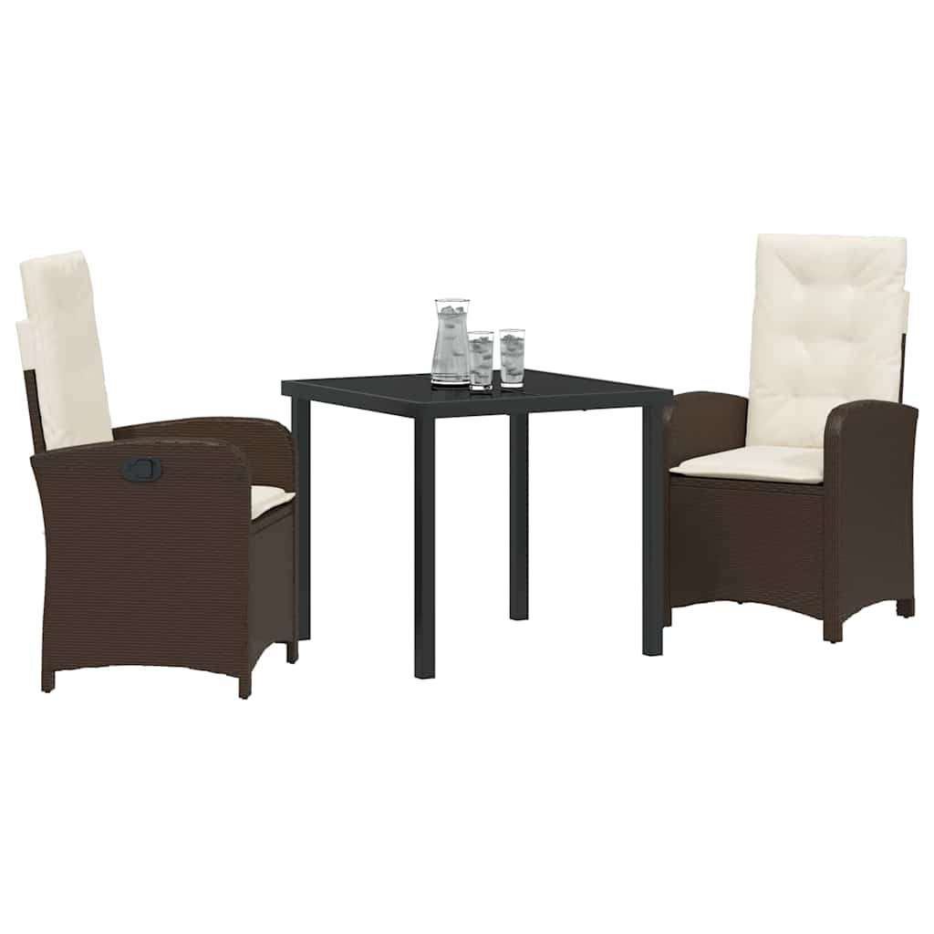 Ensemble de salle à manger pour jardin 3 pcs Marron polyrotin - XIOS