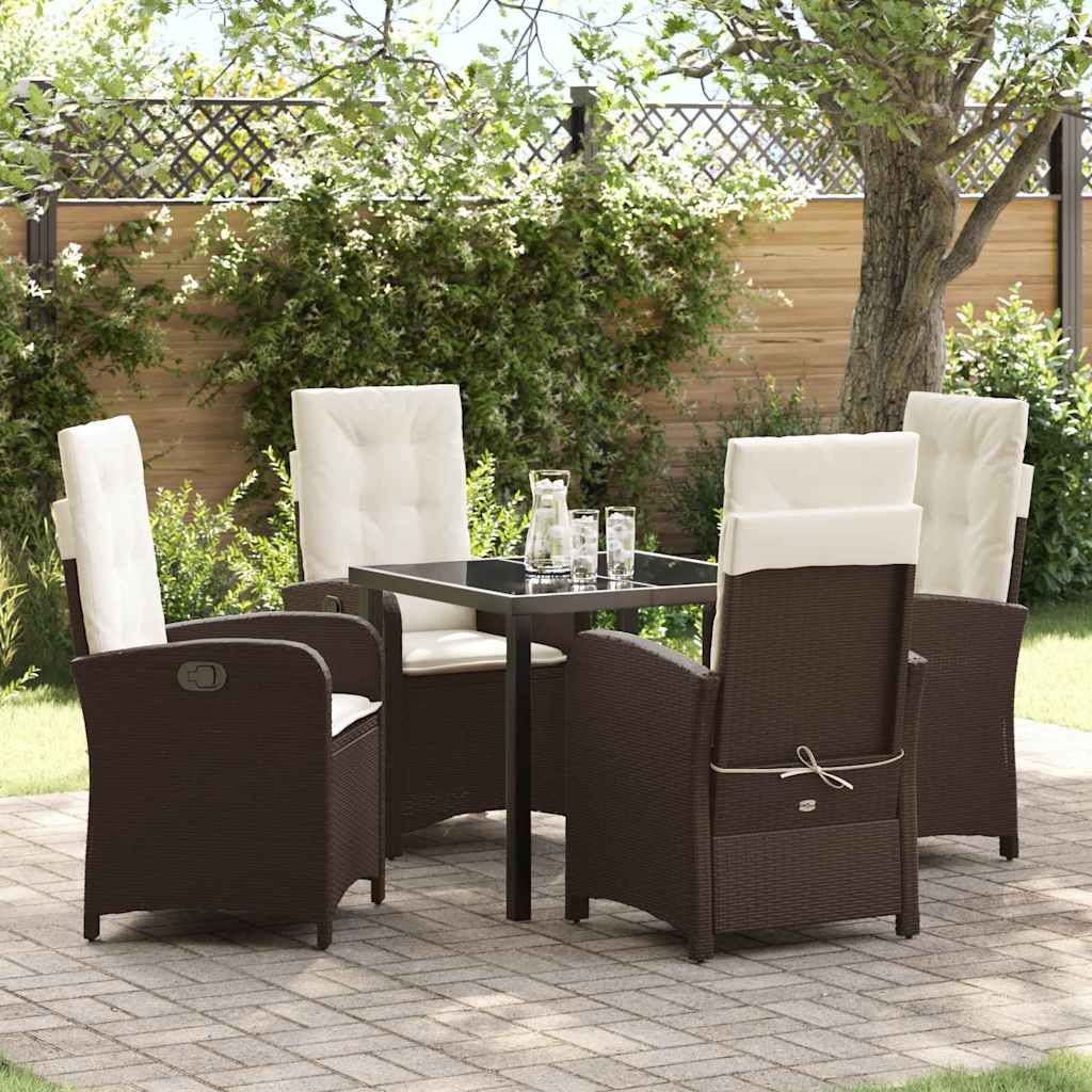 Ensemble de salle à manger pour jardin 5 pcs Marron polyrotin - XIOS