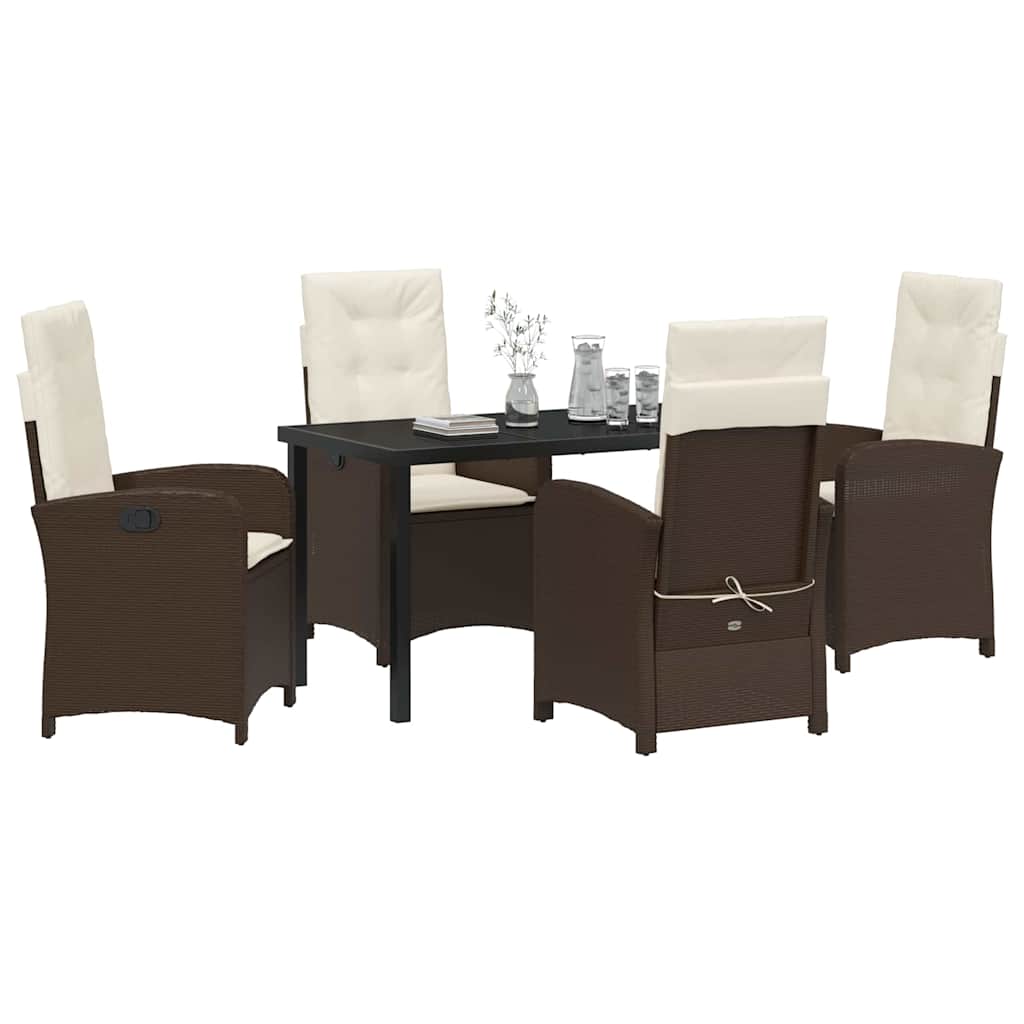 Ensemble de salle à manger pour jardin 5 pcs Marron polyrotin - XIOS