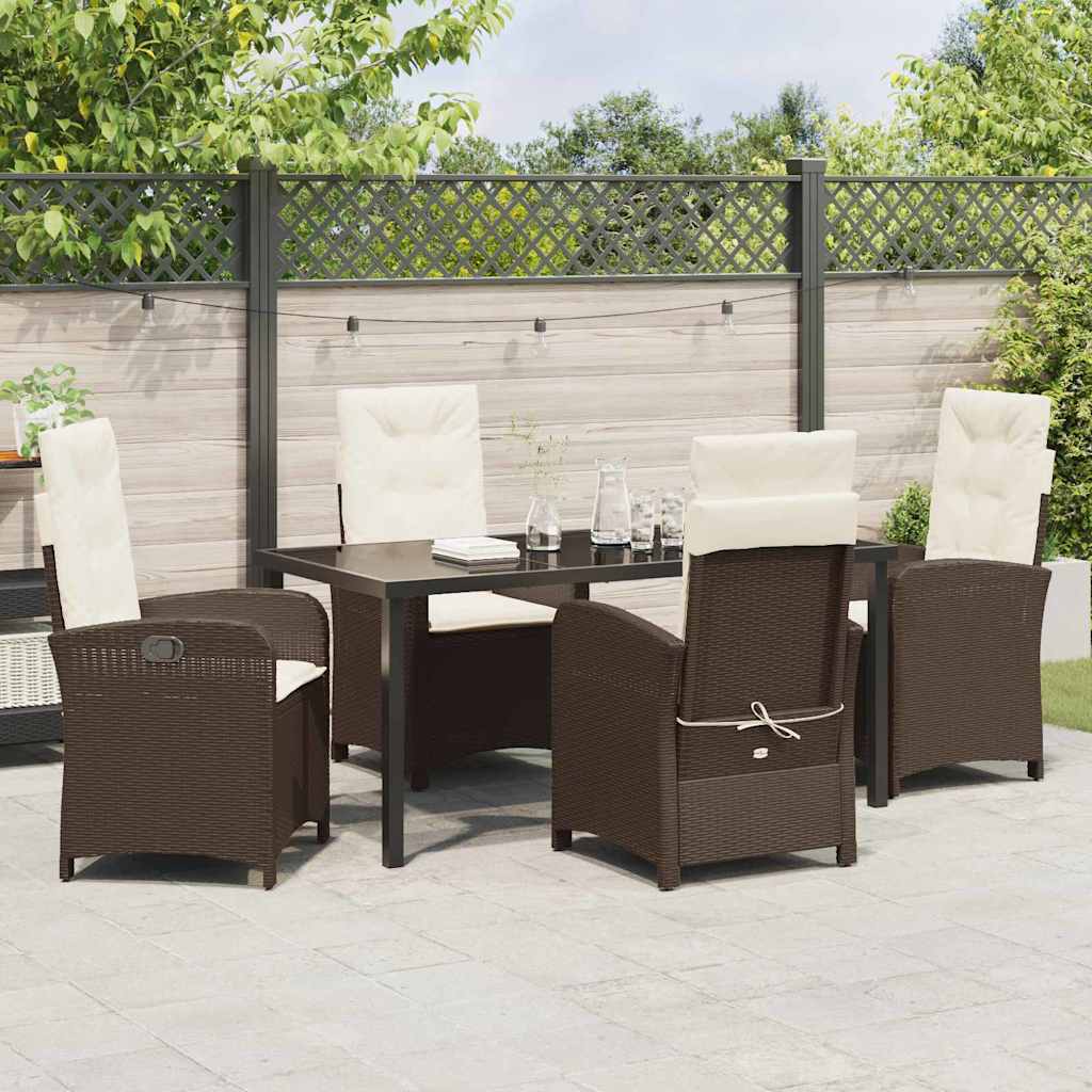 Ensemble de salle à manger pour jardin 5 pcs Marron polyrotin - XIOS