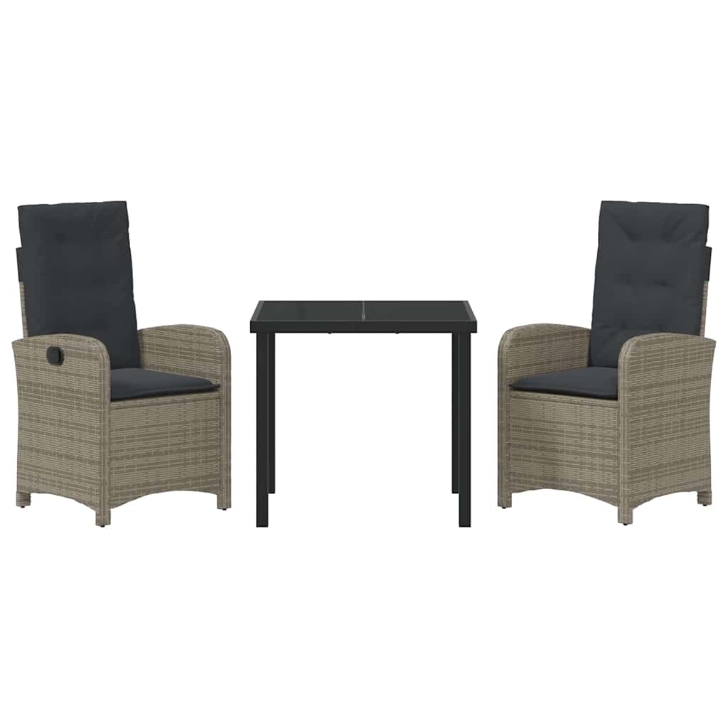 Ensemble de salle à manger pour jardin 3 pcs Gris polyrotin - XIOS