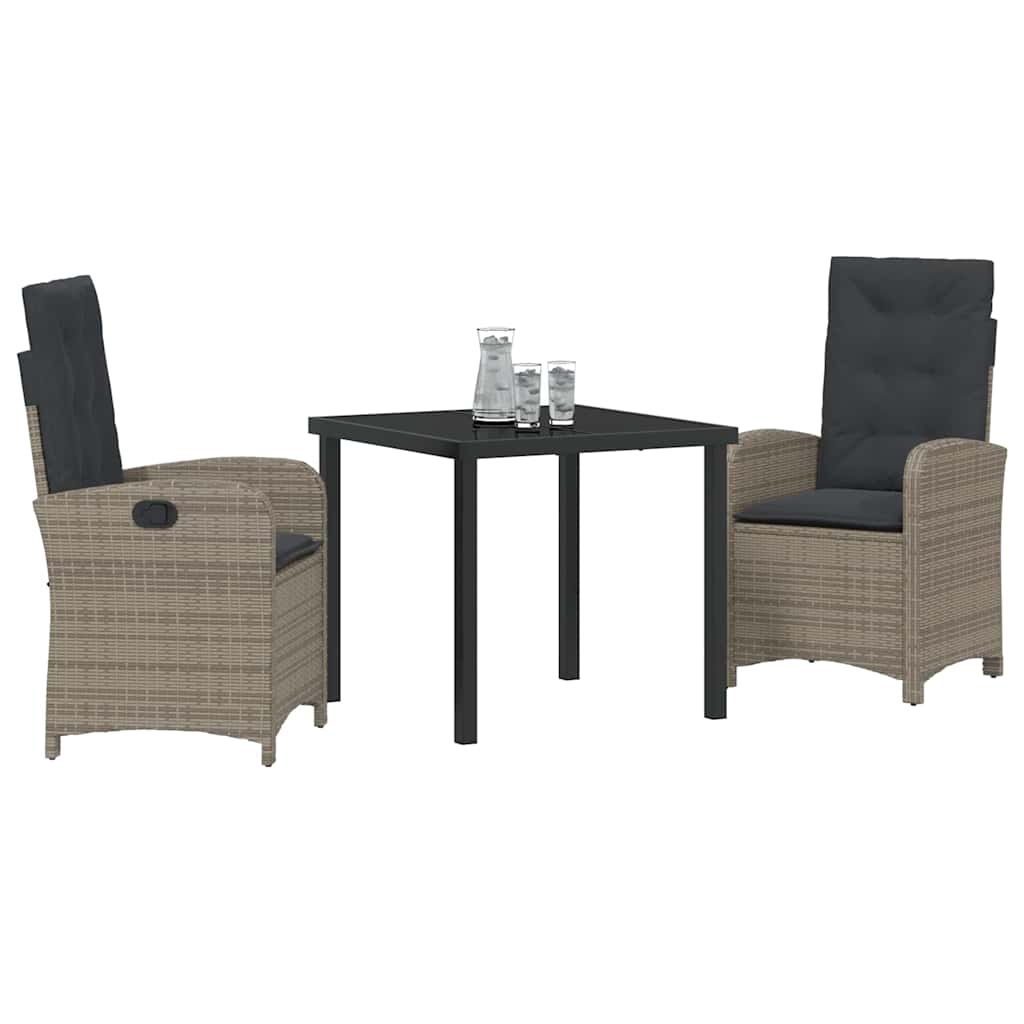 Ensemble de salle à manger pour jardin 3 pcs Gris polyrotin - XIOS