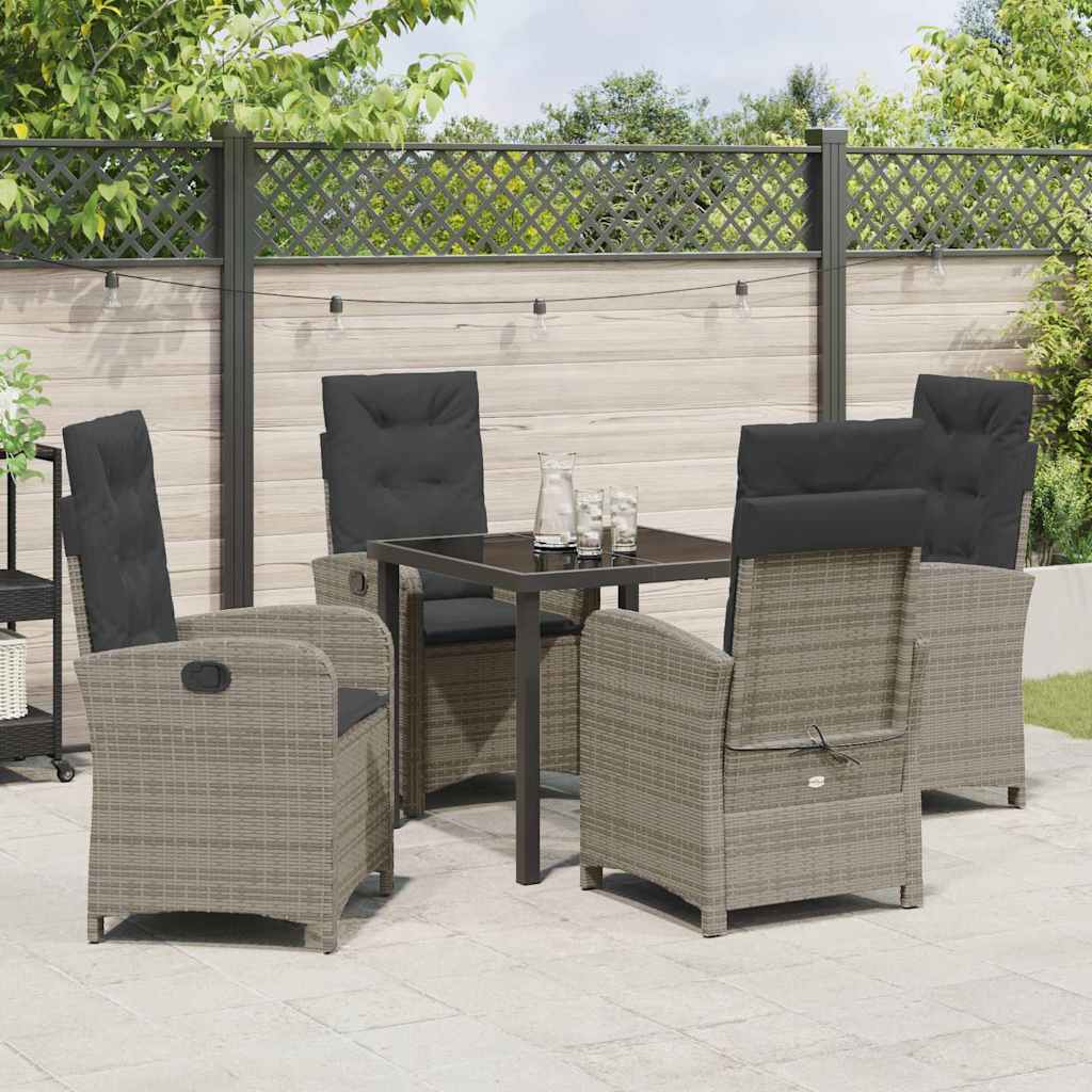 Ensemble de salle à manger pour jardin 5 pcs Gris polyrotin - XIOS