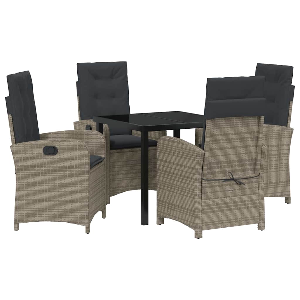 Ensemble de salle à manger pour jardin 5 pcs Gris polyrotin - XIOS
