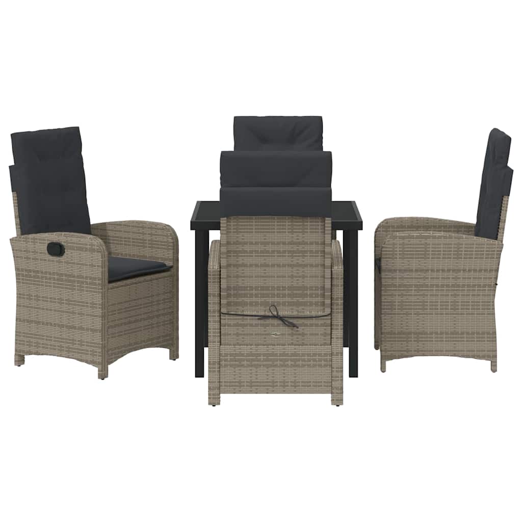 Ensemble de salle à manger pour jardin 5 pcs Gris polyrotin - XIOS