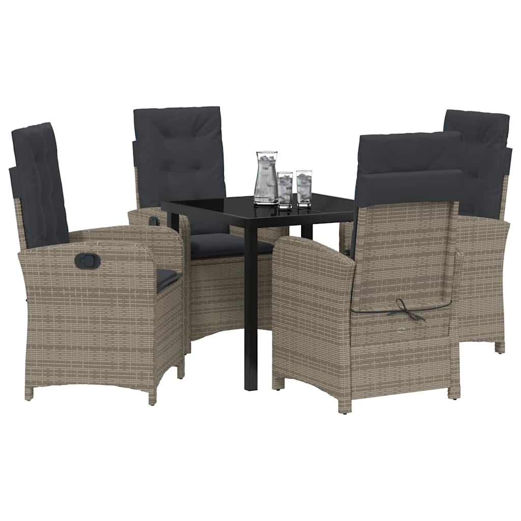 Ensemble de salle à manger pour jardin 5 pcs Gris polyrotin - XIOS