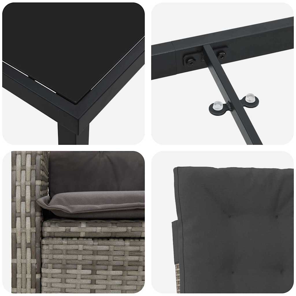 Ensemble de salle à manger pour jardin 5 pcs Gris polyrotin - XIOS