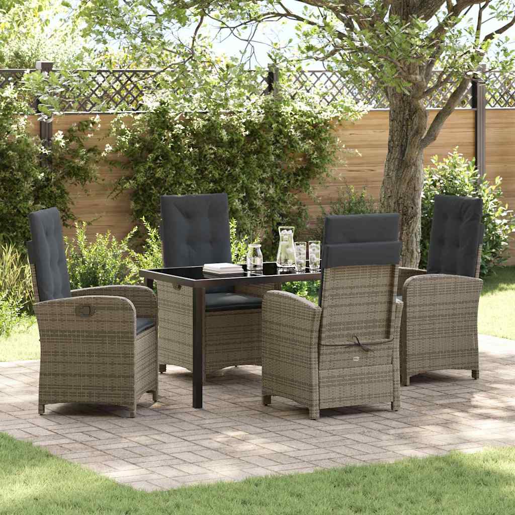 Ensemble de salle à manger pour jardin 5 pcs Gris polyrotin - XIOS