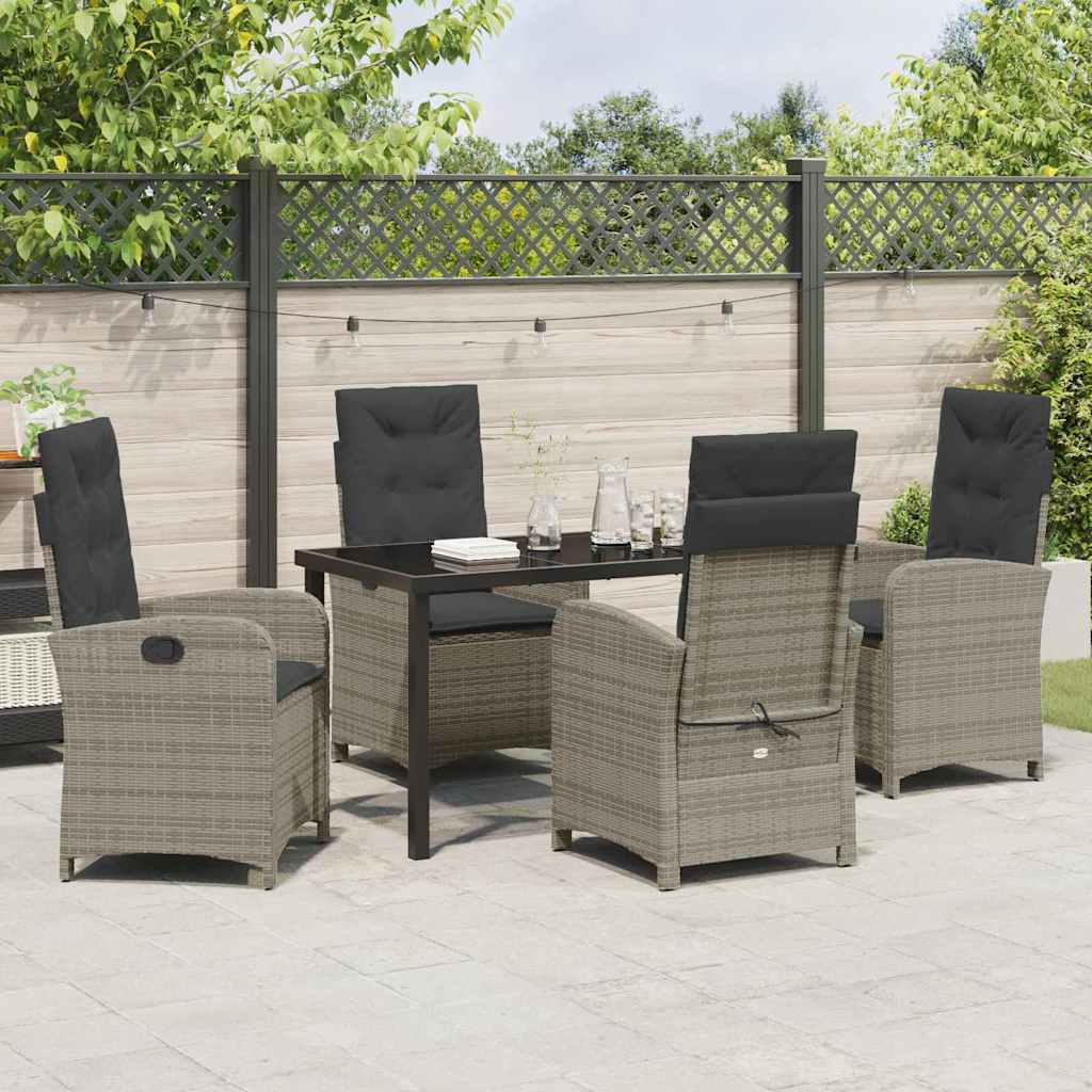 Ensemble de salle à manger pour jardin 5 pcs Gris polyrotin - XIOS