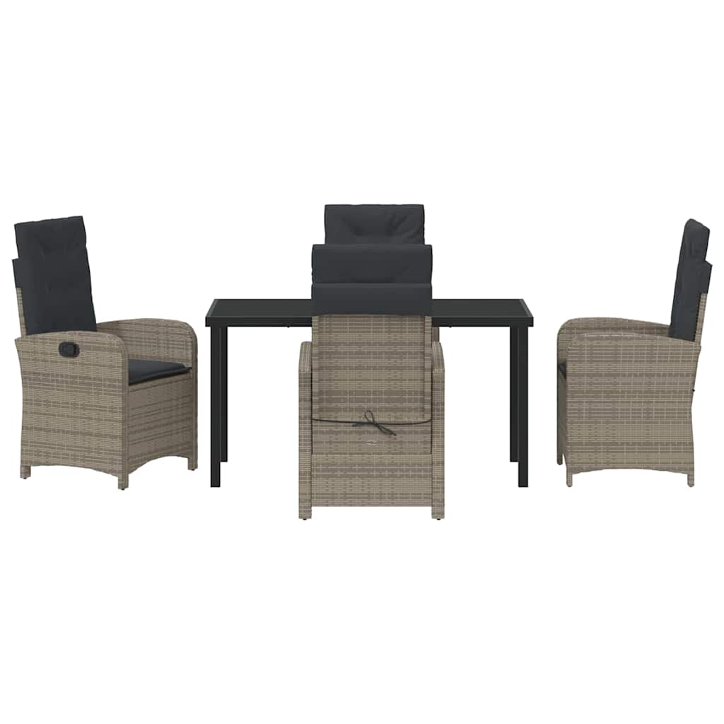 Ensemble de salle à manger pour jardin 5 pcs Gris polyrotin - XIOS