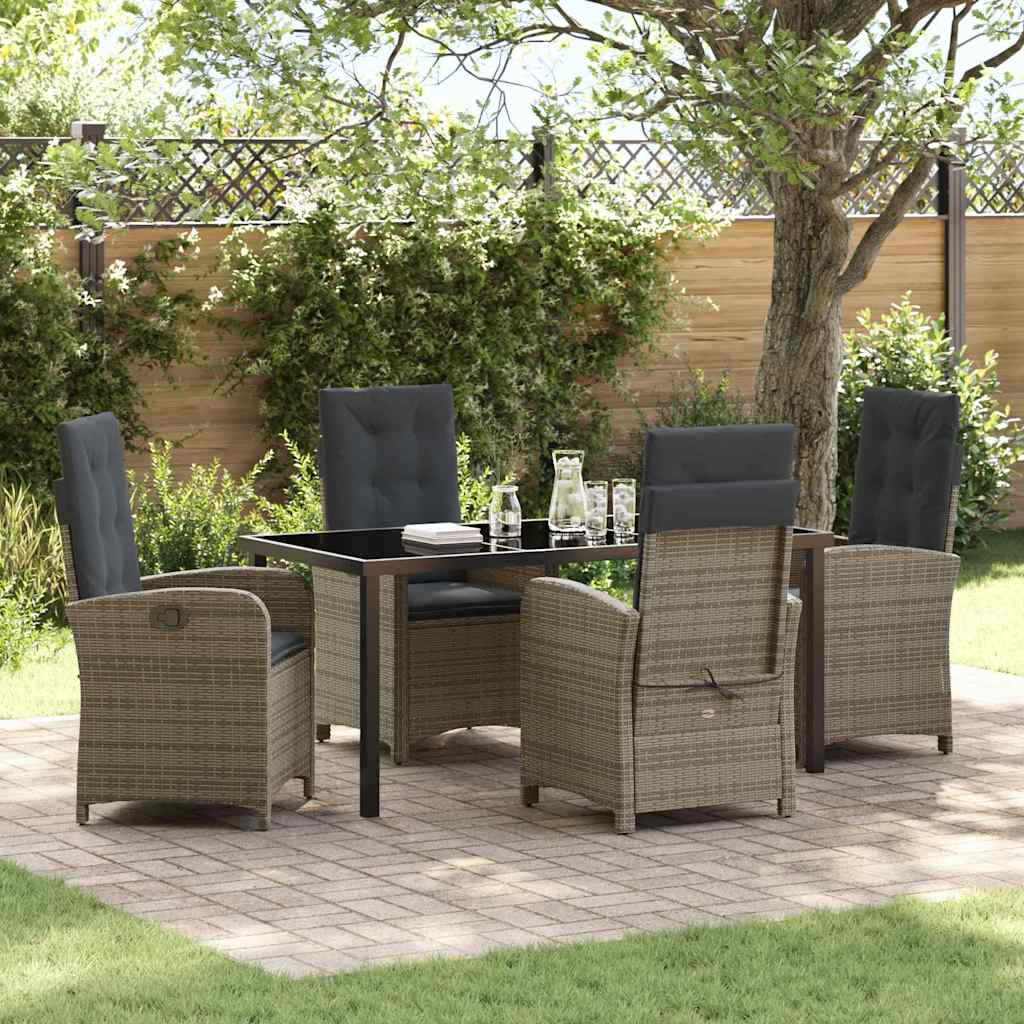 Ensemble de salle à manger pour jardin 5 pcs Gris polyrotin - XIOS