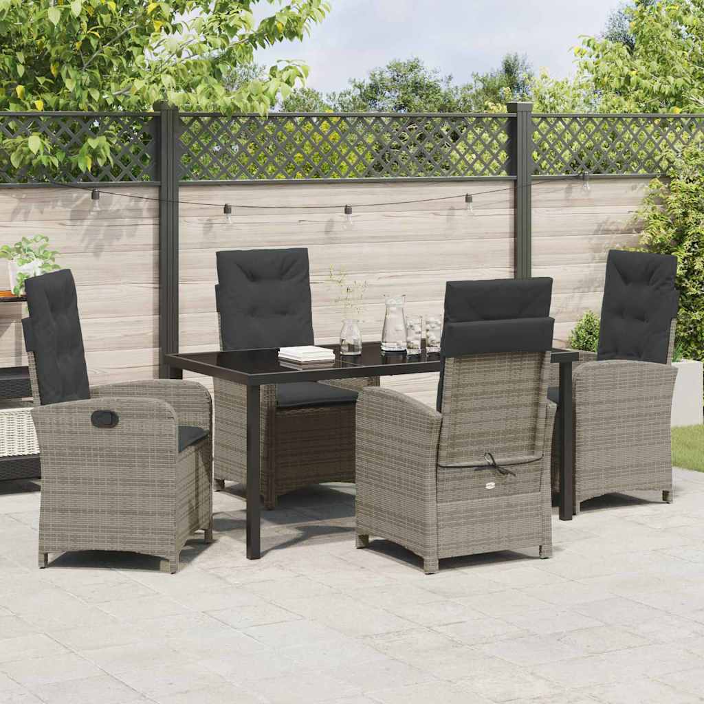 Ensemble de salle à manger pour jardin 5 pcs Gris polyrotin - XIOS