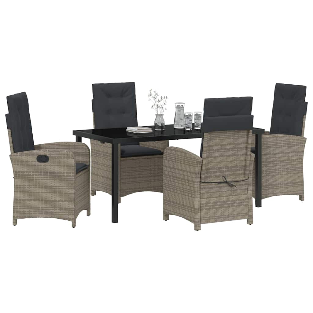 Ensemble de salle à manger pour jardin 5 pcs Gris polyrotin - XIOS