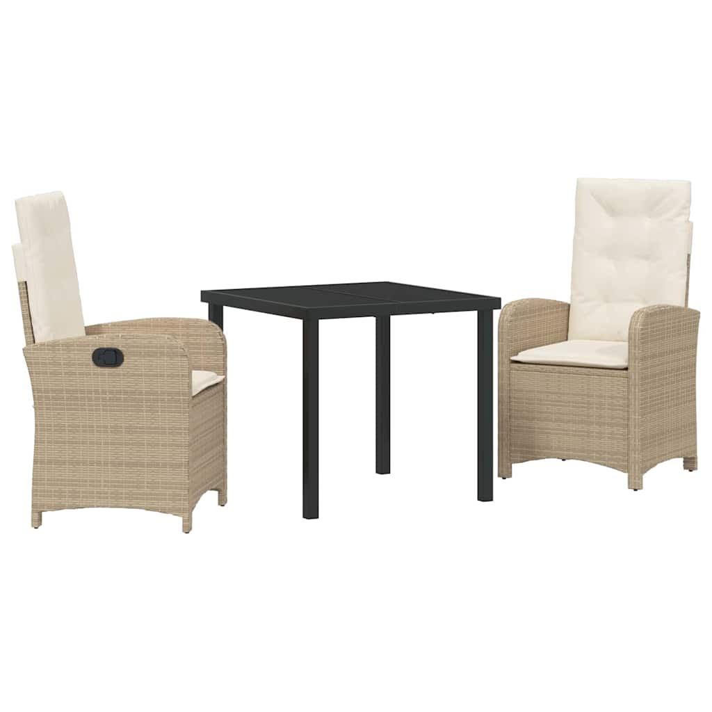 Ensemble de salle à manger pour jardin 3 pcs Beige polyrotin - XIOS