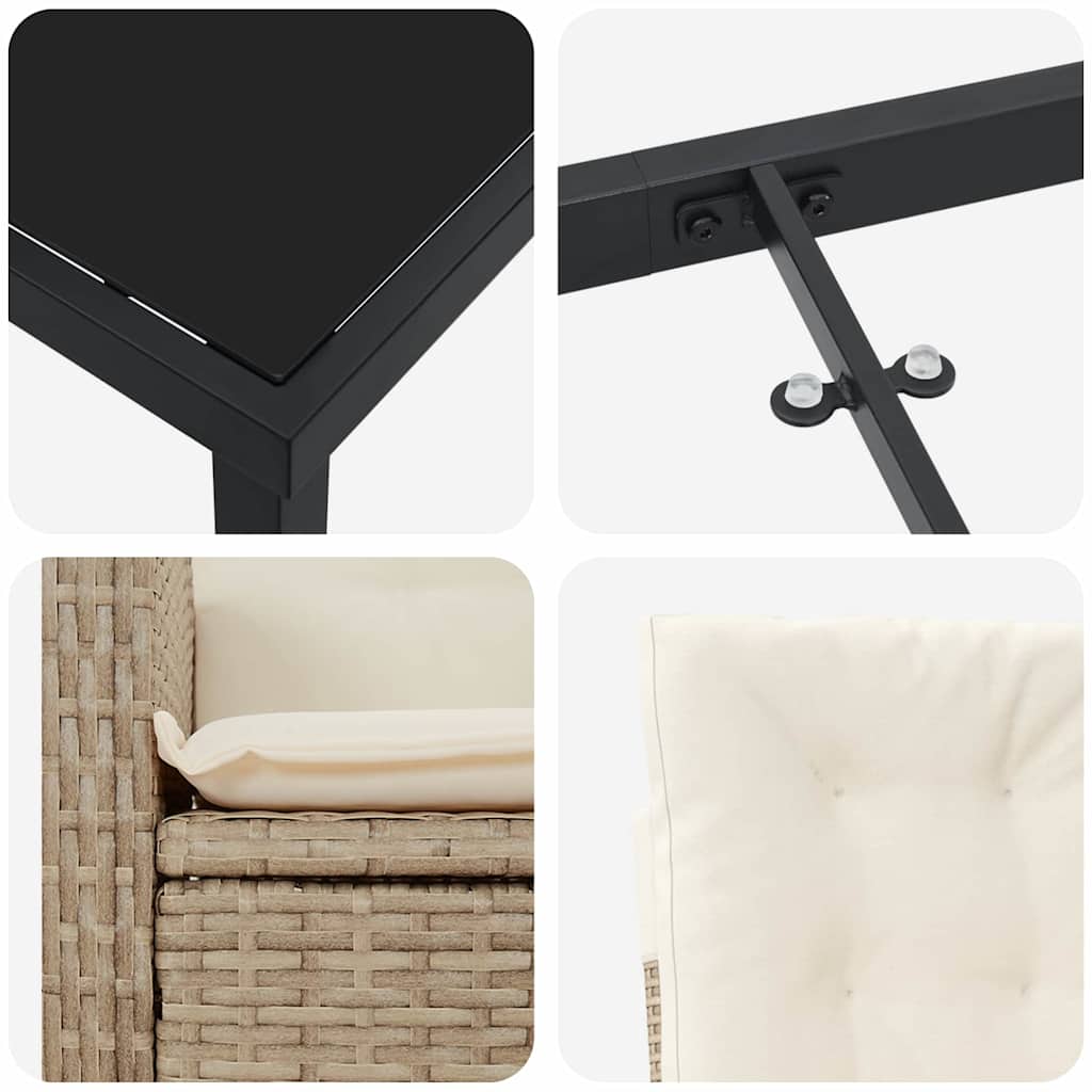 Ensemble de salle à manger pour jardin 5 pcs Beige polyrotin - XIOS