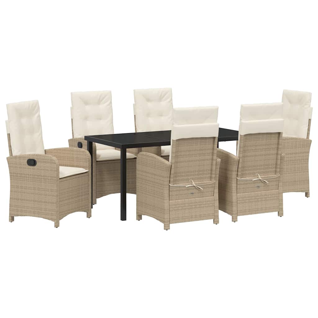Ensemble de salle à manger pour jardin 7 pcs Beige polyrotin - XIOS