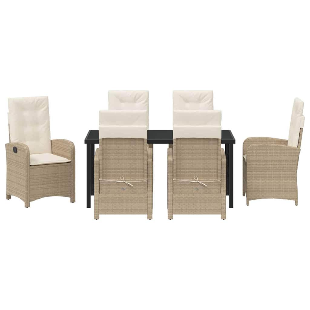 Ensemble de salle à manger pour jardin 7 pcs Beige polyrotin - XIOS