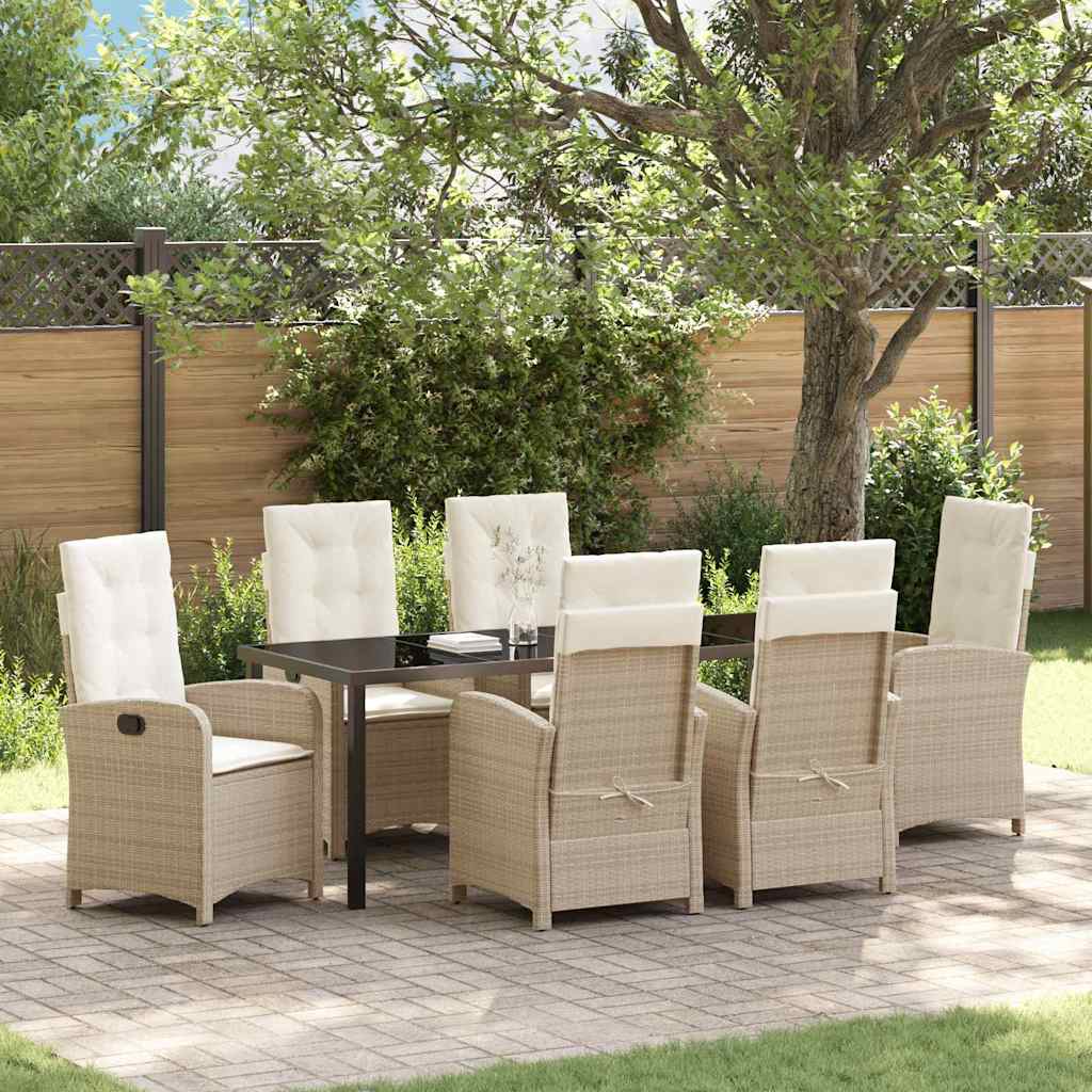 Ensemble de salle à manger pour jardin 7 pcs Beige polyrotin - XIOS