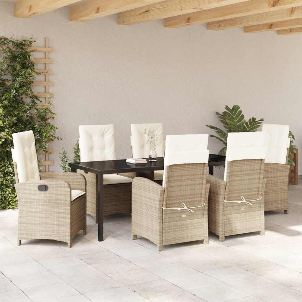 Ensemble de salle à manger pour jardin 7 pcs Beige polyrotin - XIOS