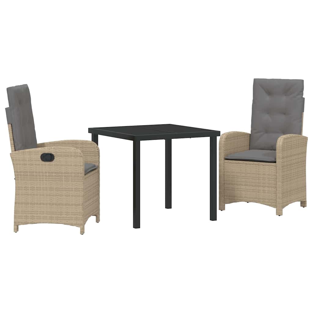 Ensemble de salle à manger pour jardin 3 pcs Beige polyrotin - XIOS