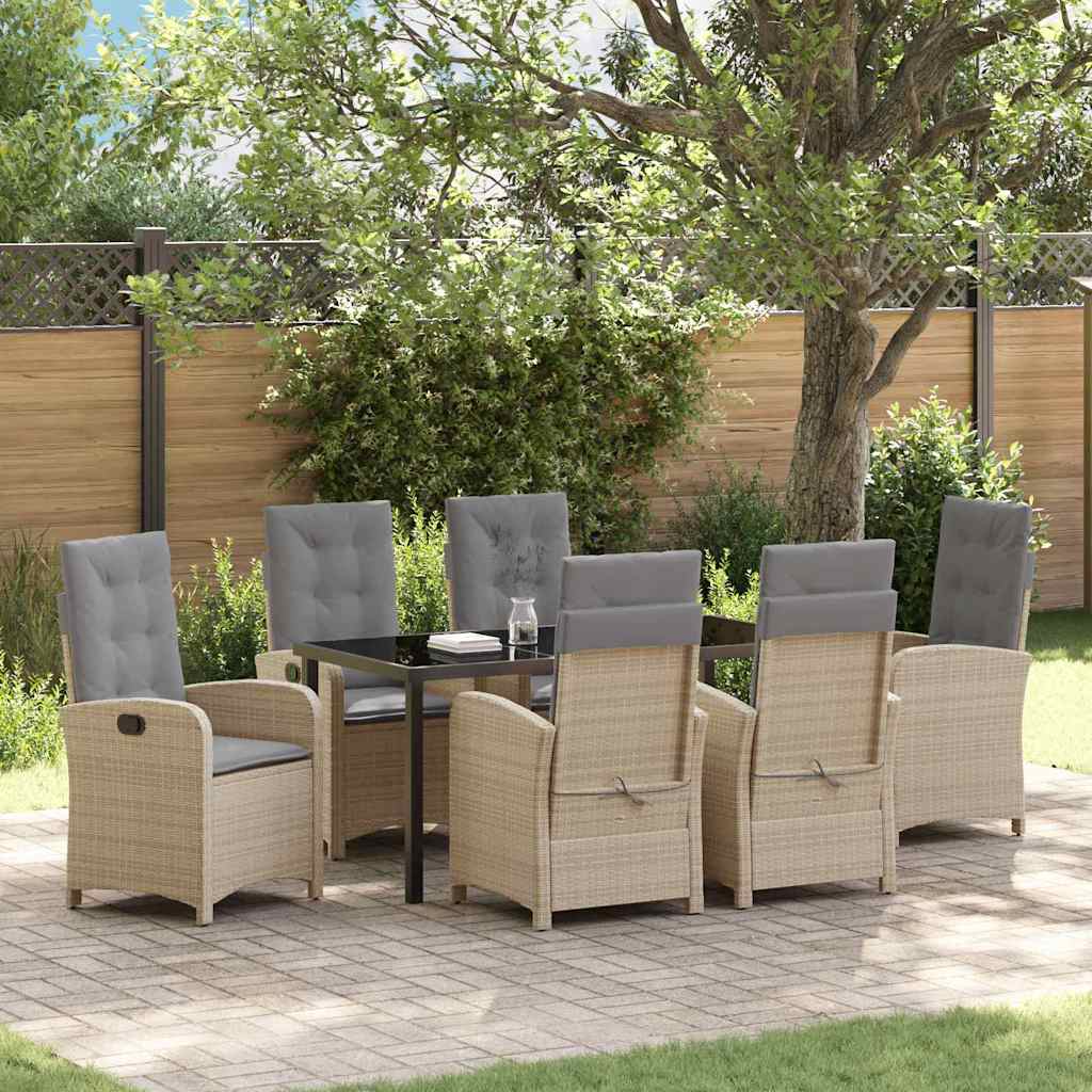 Ensemble de salle à manger pour jardin 7 pcs Beige polyrotin - XIOS