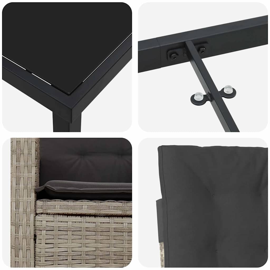 Ensemble de salle à manger pour jardin 5 pcs Gris clair - XIOS