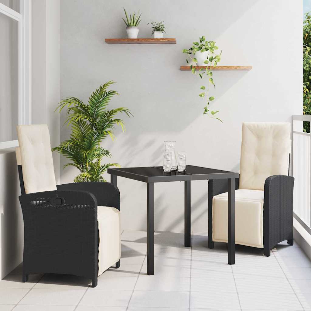 Ensemble de salle à manger pour jardin 3 pcs Noir polyrotin - XIOS