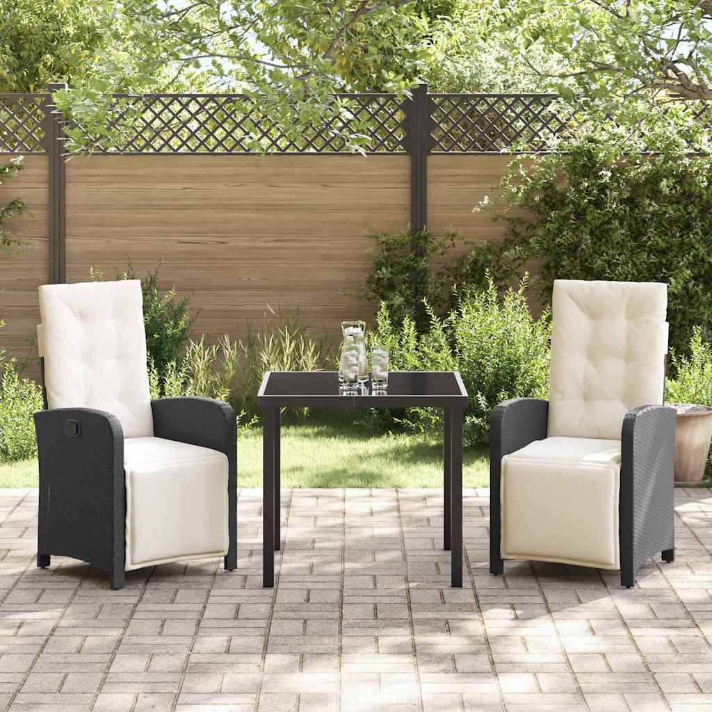 Ensemble de salle à manger pour jardin 3 pcs Noir polyrotin - XIOS