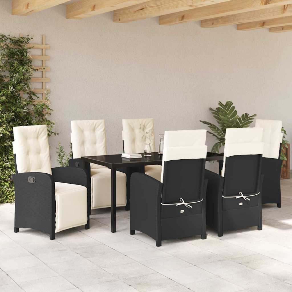 Ensemble de salle à manger pour jardin 7 pcs Noir polyrotin - XIOS
