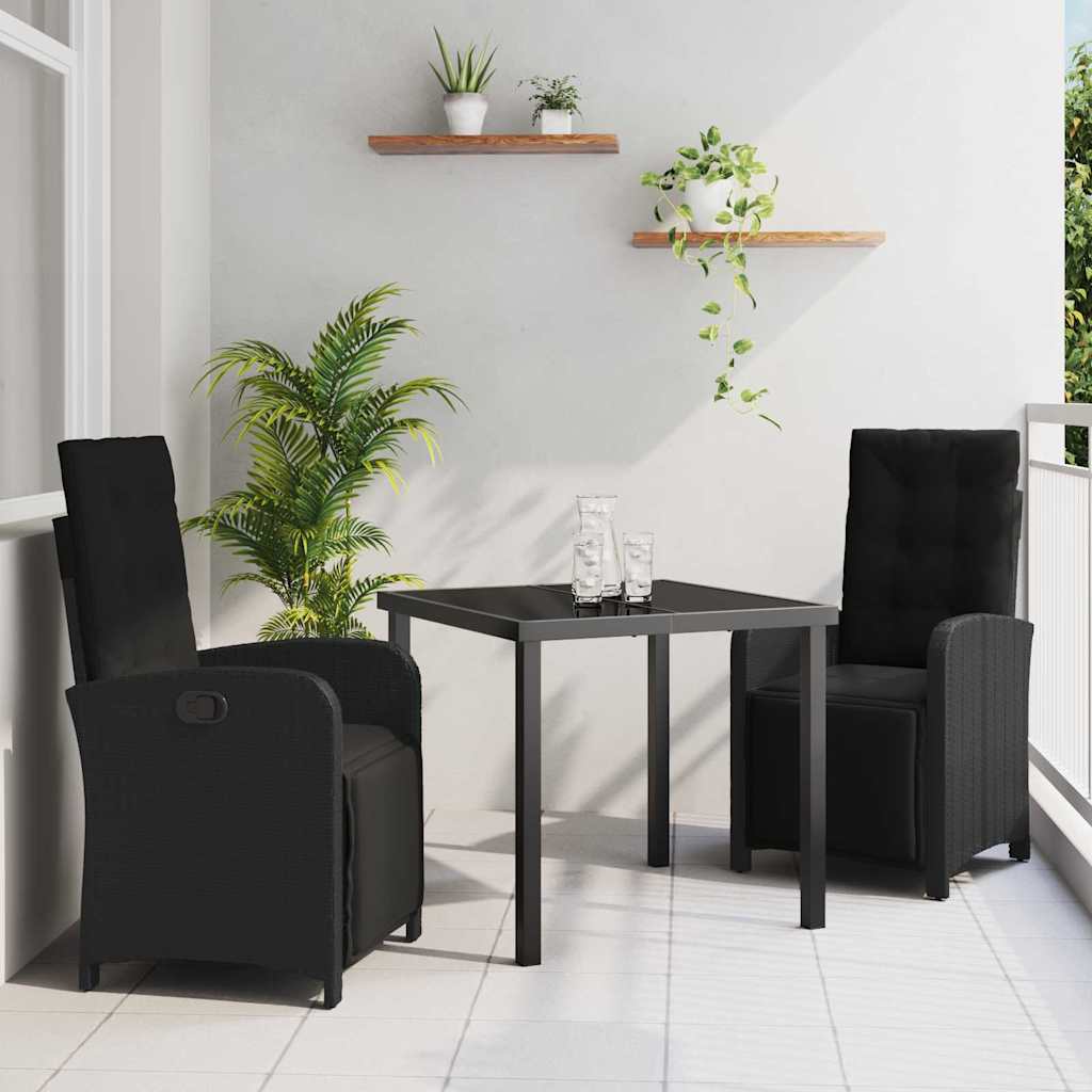 Ensemble de salle à manger pour jardin 3 pcs Noir polyrotin - XIOS
