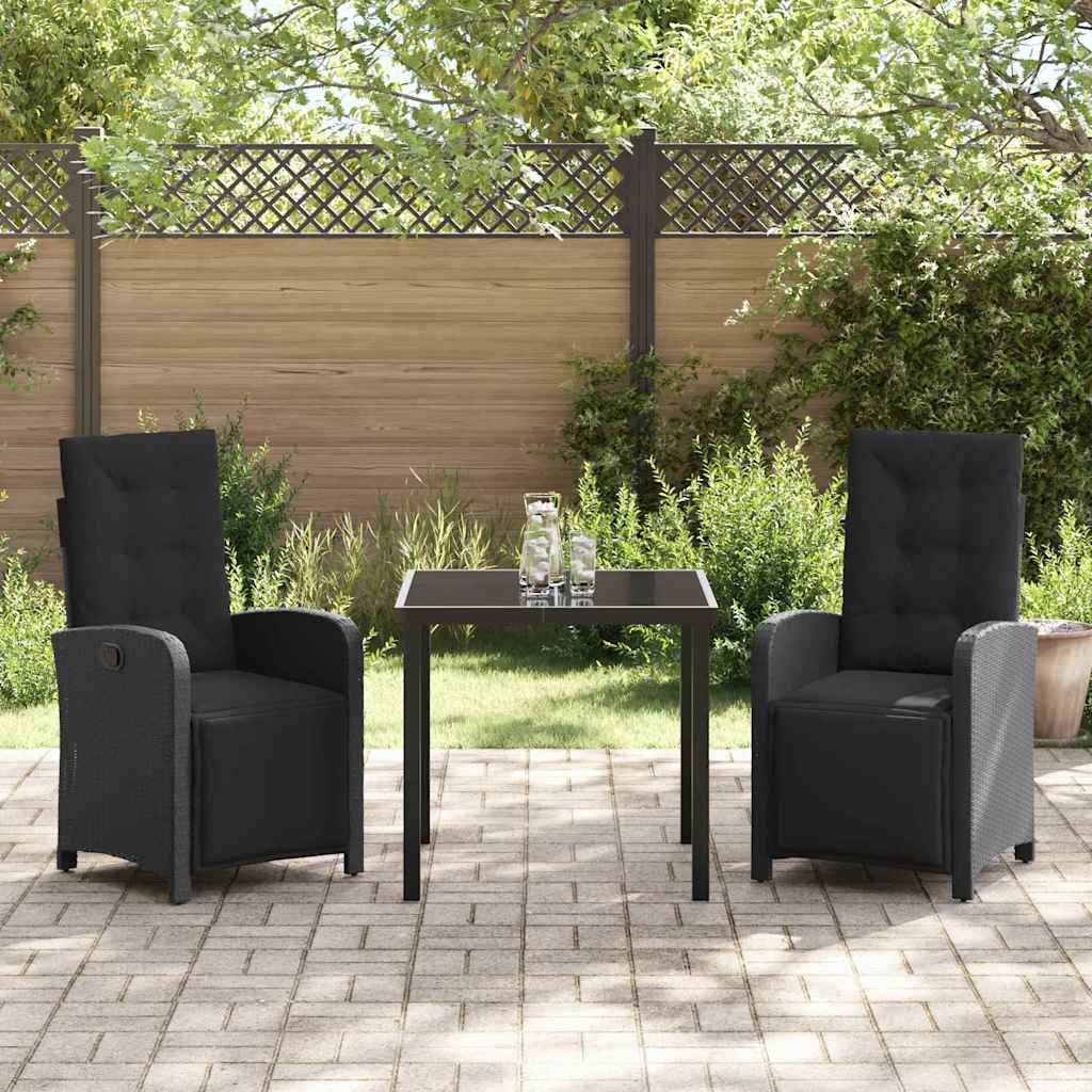 Ensemble de salle à manger pour jardin 3 pcs Noir polyrotin - XIOS