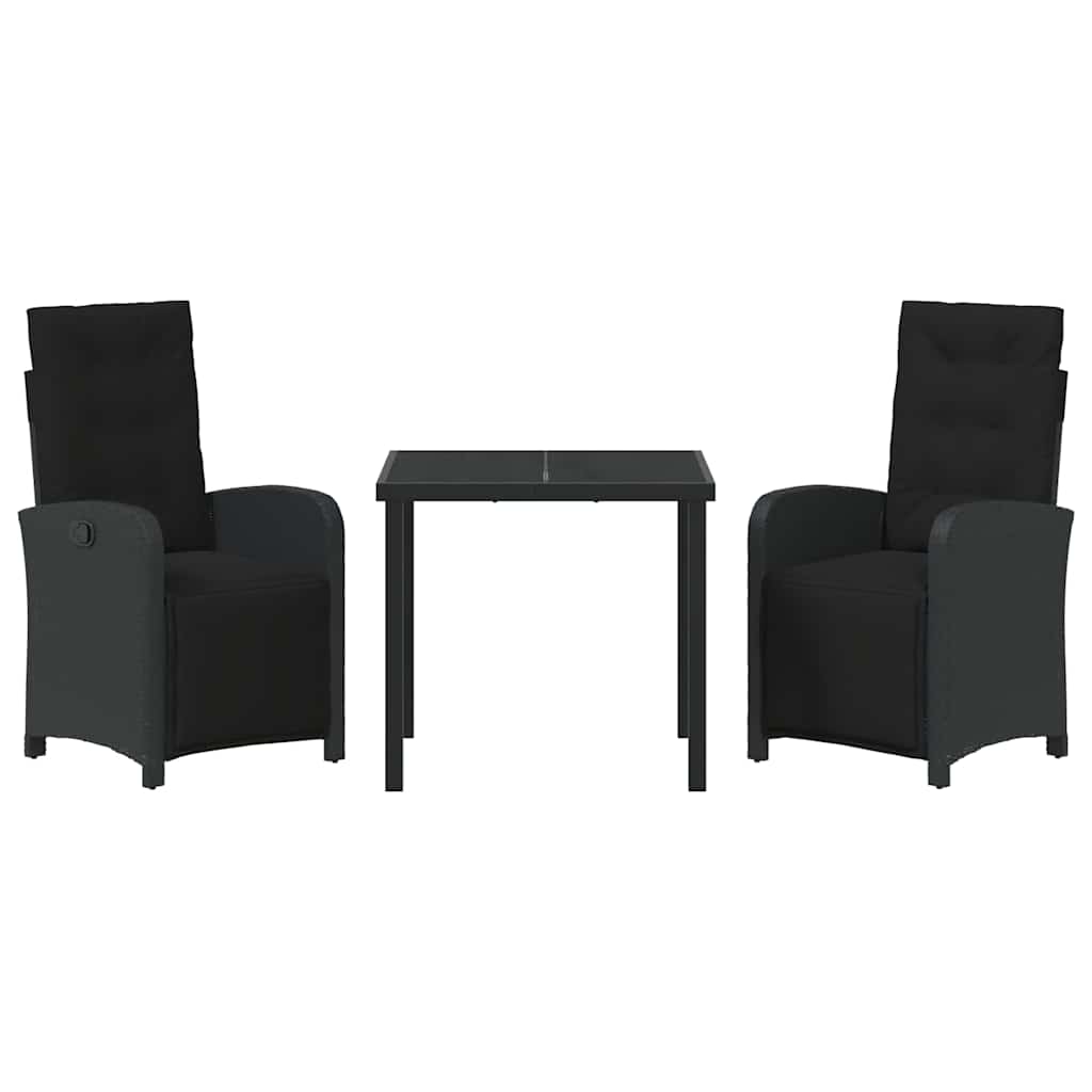 Ensemble de salle à manger pour jardin 3 pcs Noir polyrotin - XIOS