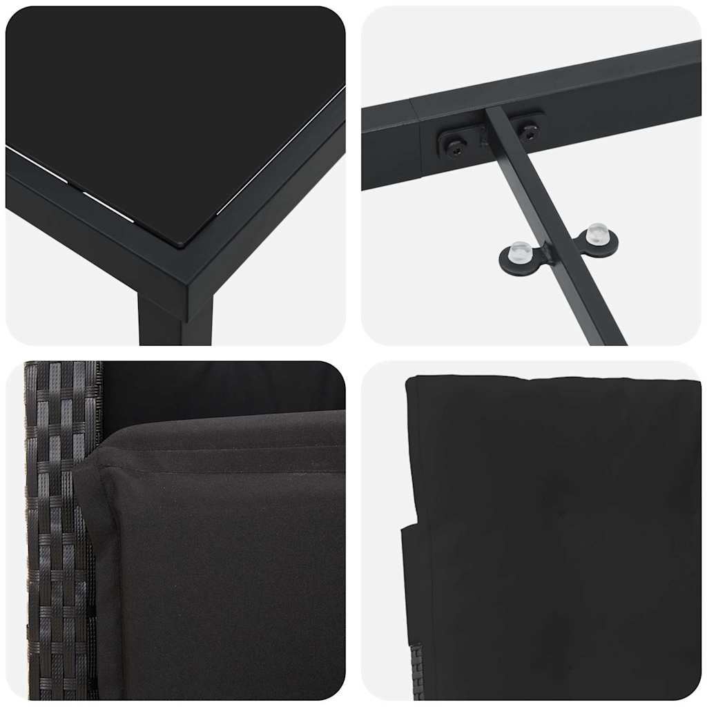 Ensemble de salle à manger pour jardin 5 pcs Noir polyrotin - XIOS