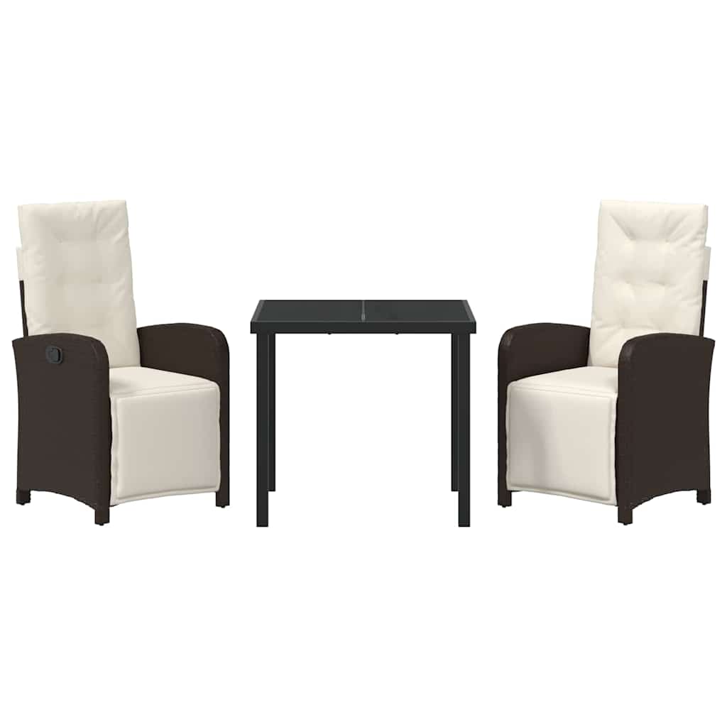 Ensemble de salle à manger pour jardin 3 pcs Marron polyrotin - XIOS