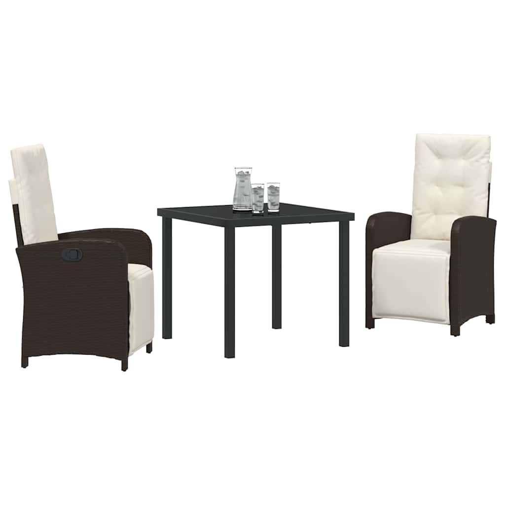 Ensemble de salle à manger pour jardin 3 pcs Marron polyrotin - XIOS