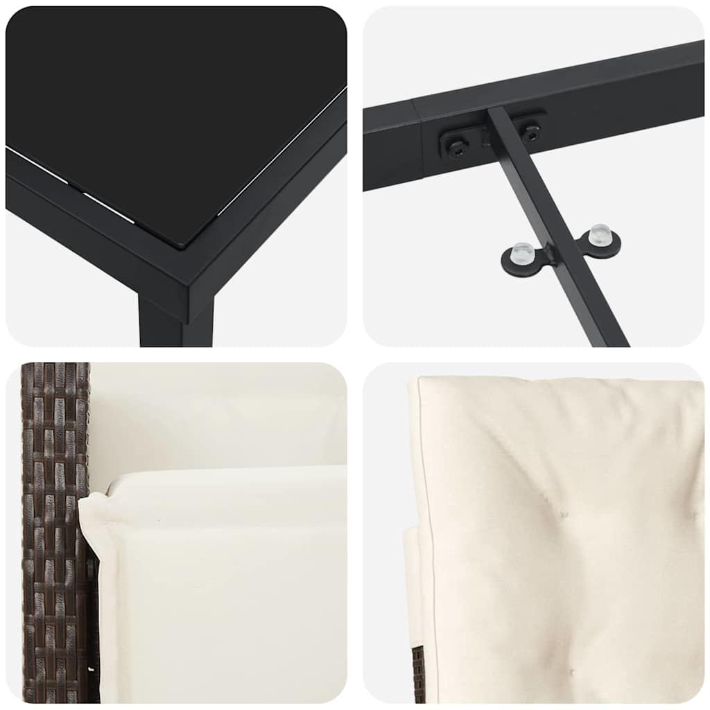 Ensemble de salle à manger pour jardin 5 pcs Marron polyrotin - XIOS