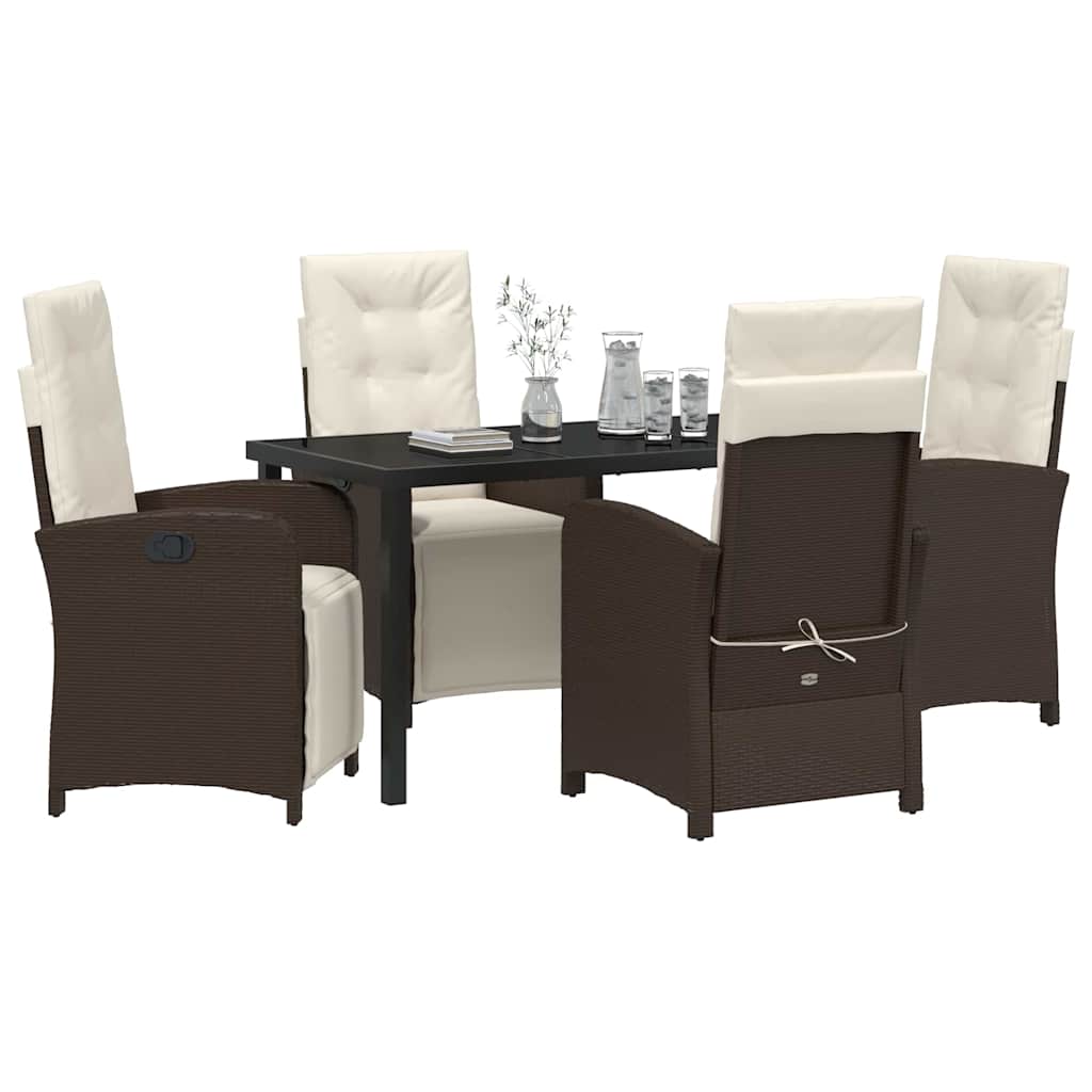 Ensemble de salle à manger pour jardin 5 pcs Marron polyrotin - XIOS