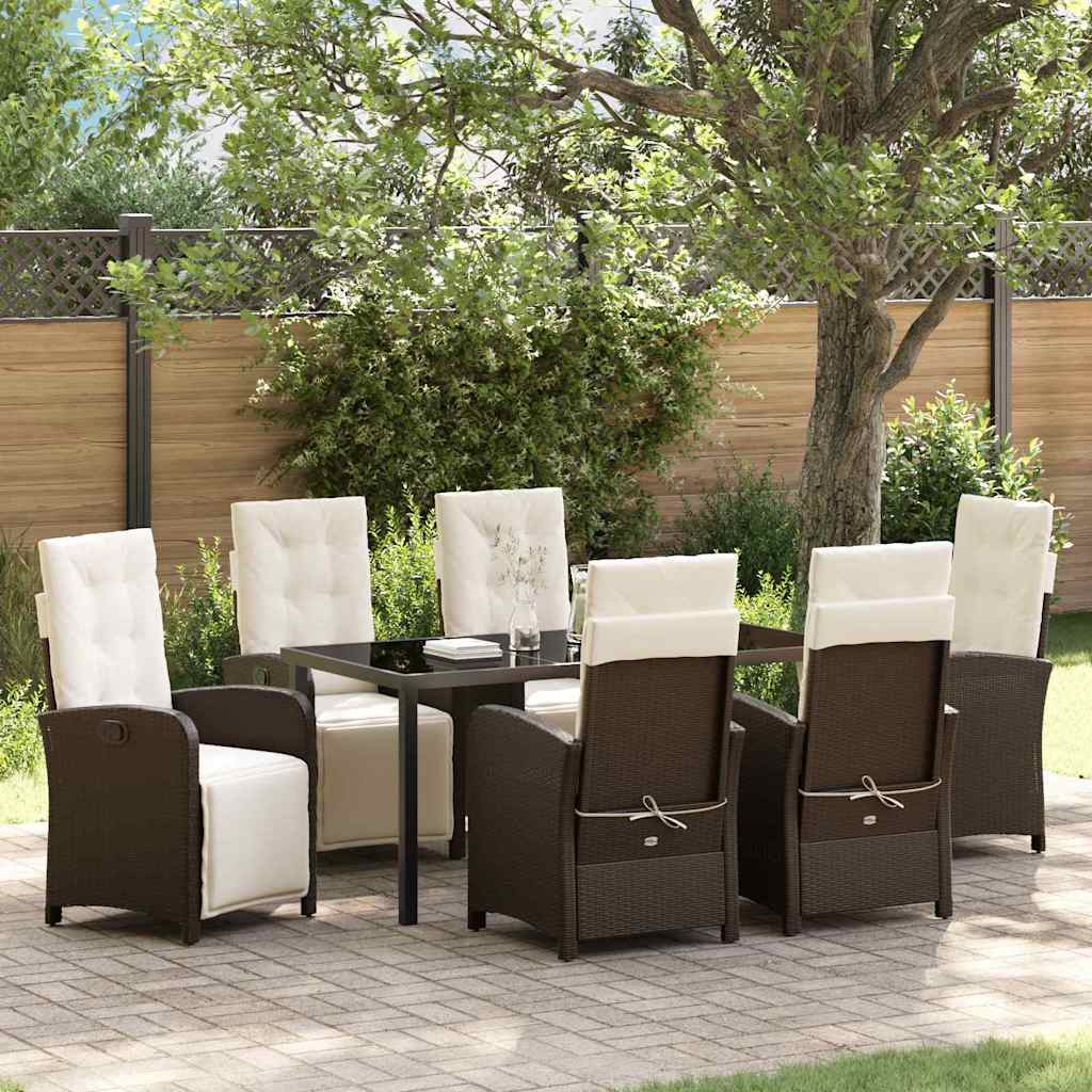 Ensemble de salle à manger pour jardin 7 pcs Marron polyrotin - XIOS