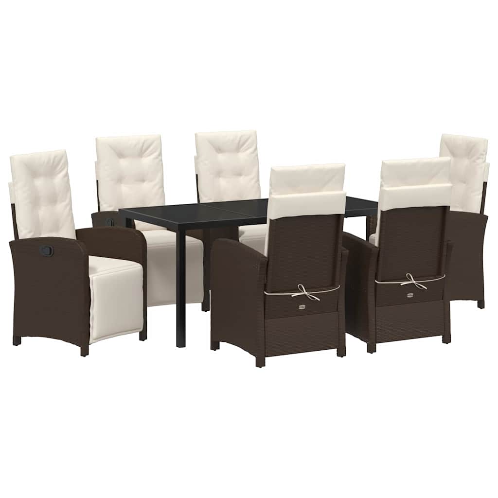 Ensemble de salle à manger pour jardin 7 pcs Marron polyrotin - XIOS
