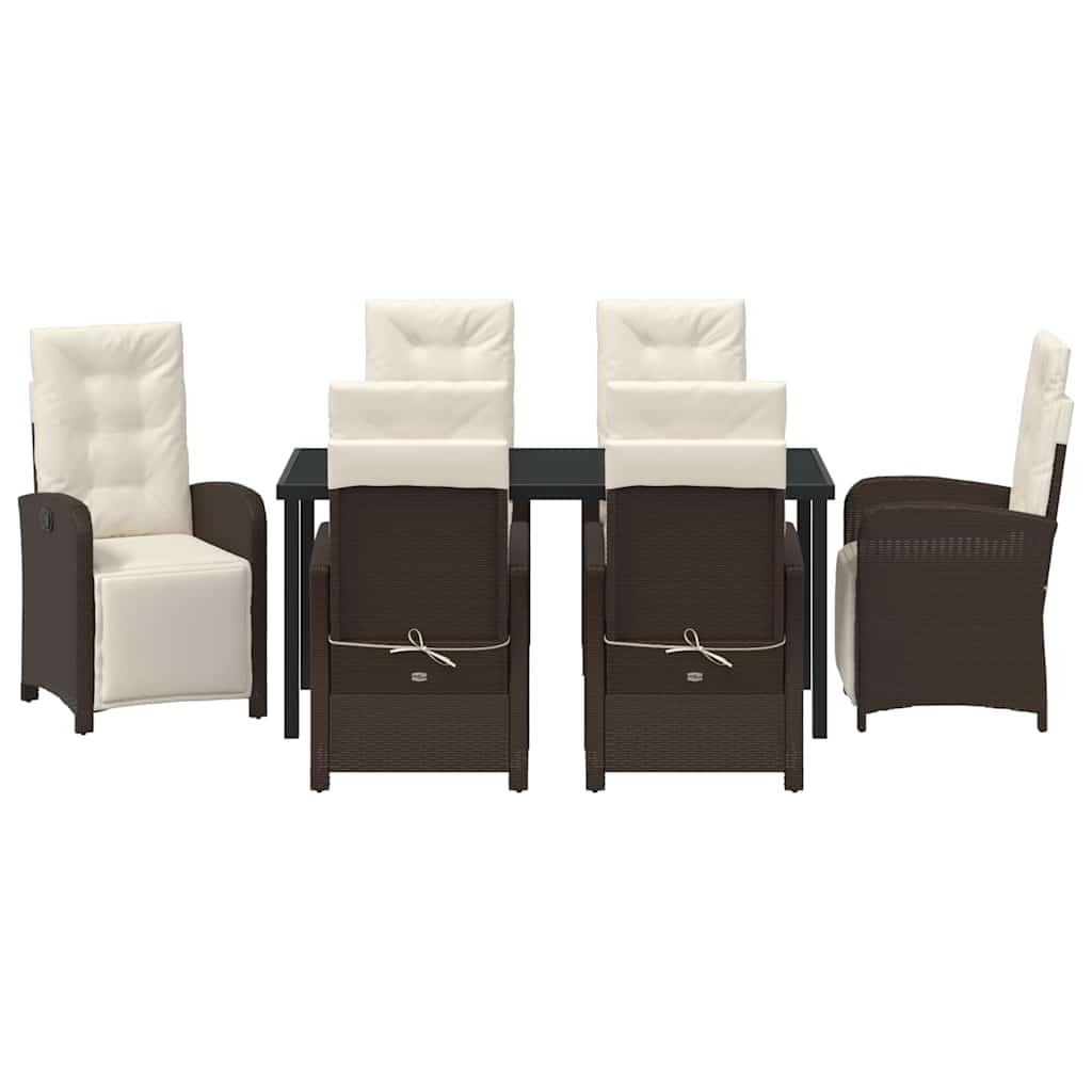 Ensemble de salle à manger pour jardin 7 pcs Marron polyrotin - XIOS